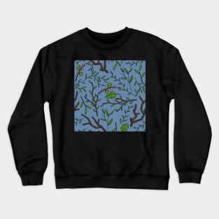 Blue deep dark forest. Saturated dark pattern. Crewneck Sweatshirt